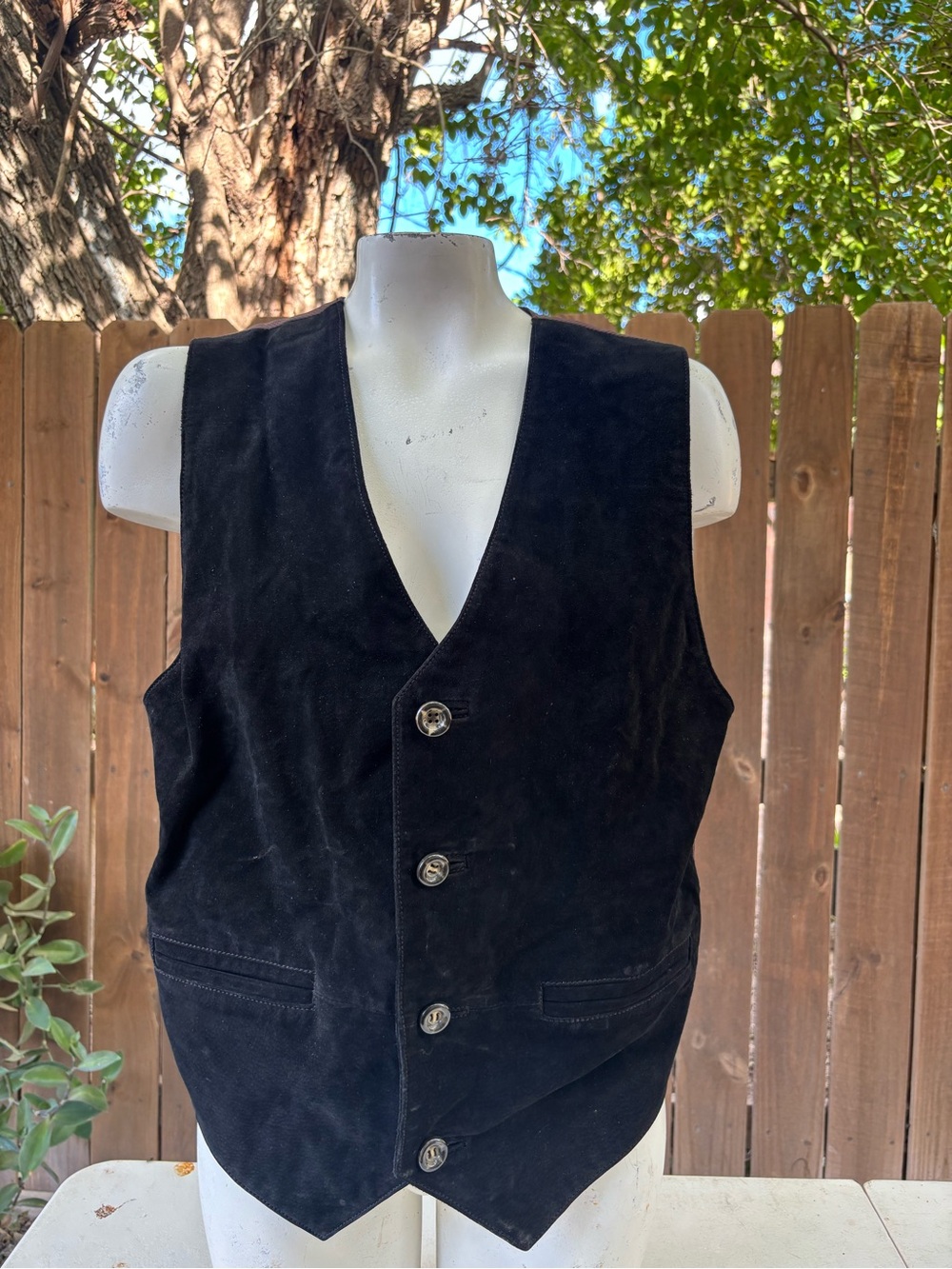Vintage Black Suede Men's Vest size S by Wilson's Leather.